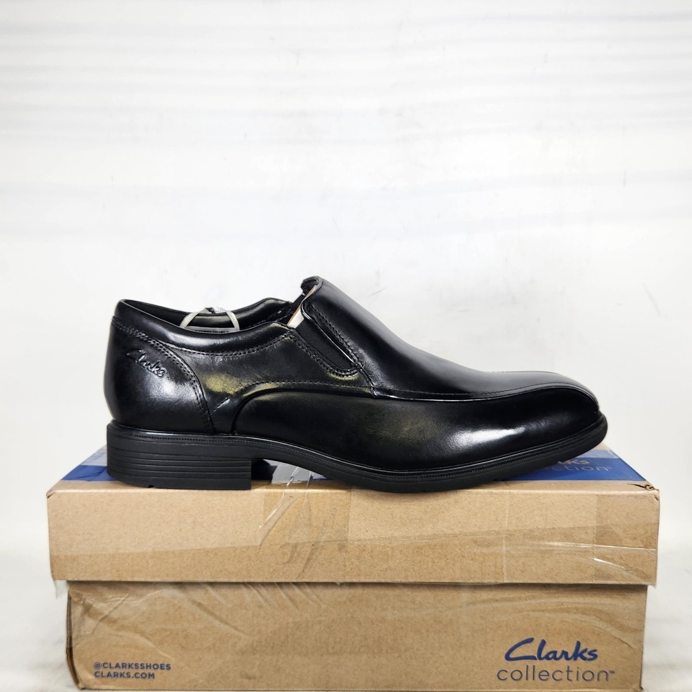 Clarks Steadwell Step Loafers Mens Size 7.5 Black Leather Slip On Dress Shoes